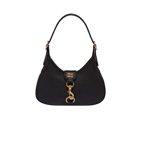 miu miu hobo bag black|Miu Miu Solid Leather Hobo Bag .